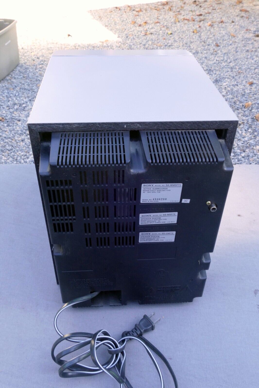 Sony Subwoofer Speaker SA-WMSP75 Active Powered AC 120V 60Hz 75W SILVER *Tested*