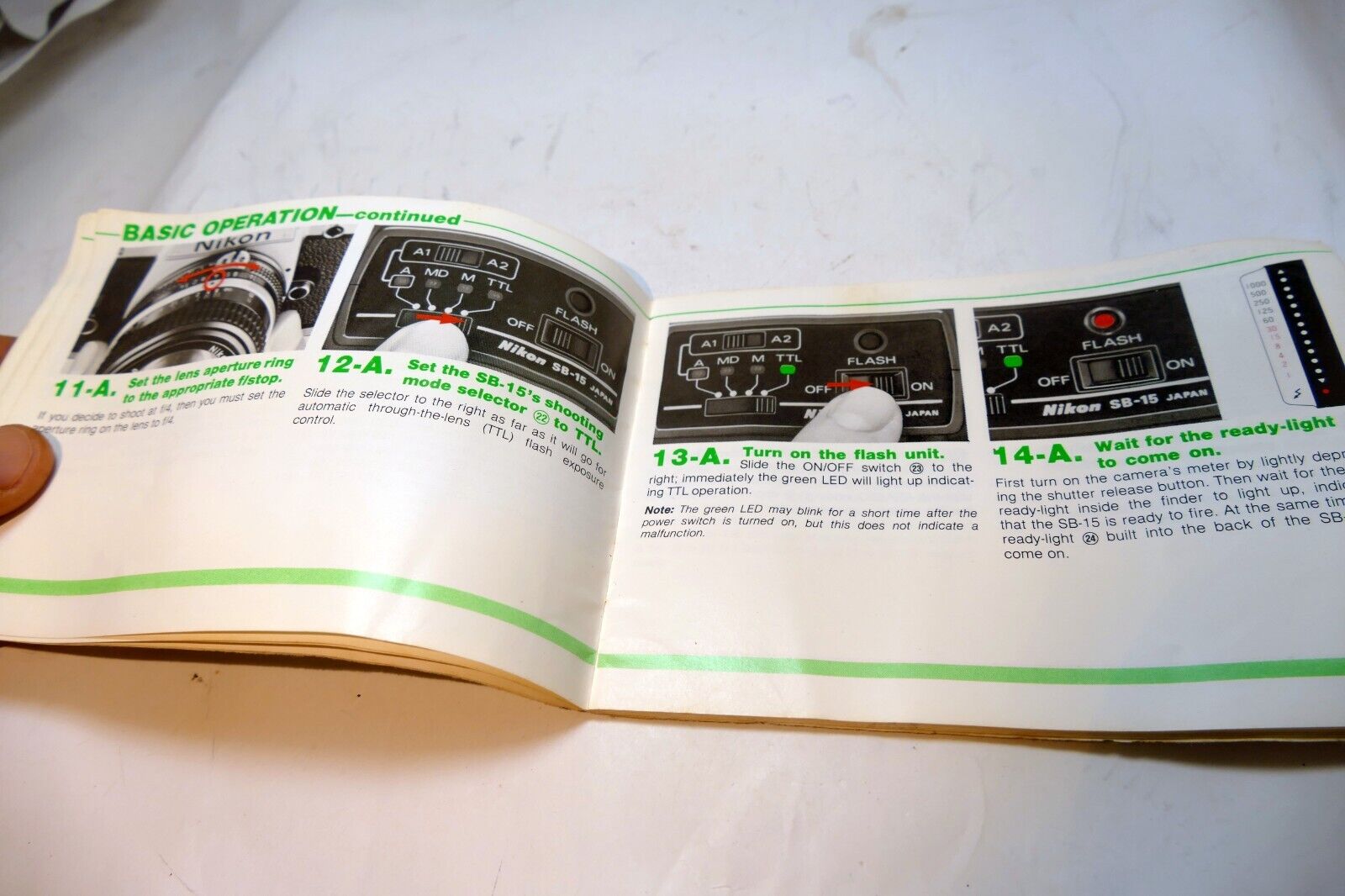 Nikon SB-15 Speedlight Flash Instructions manual guide English EN - vintage
