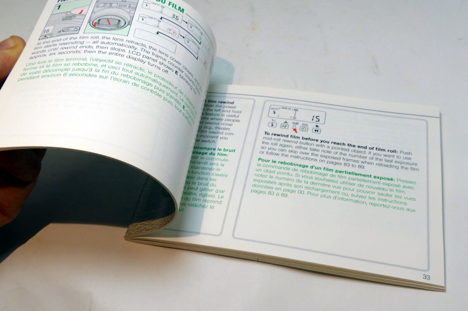 Nikon Zoom Touch 800 Film camera manual  Instruction Guide E English French Fr