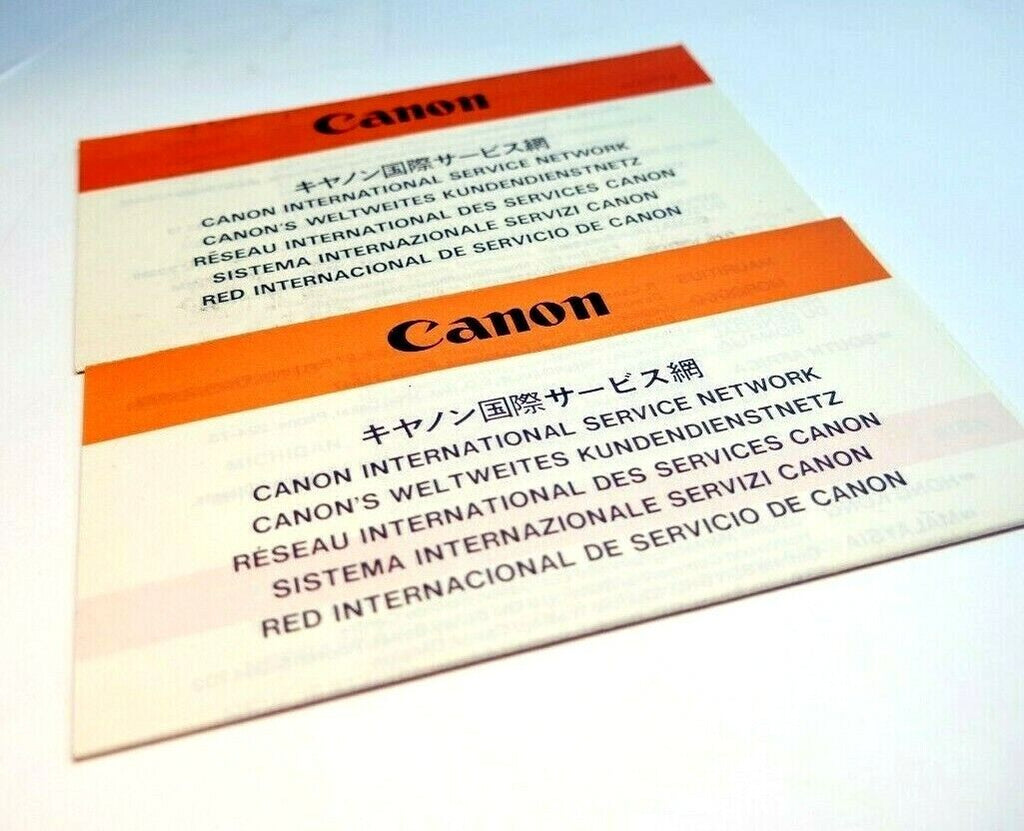 Canon camera International Service Network List (pack of two)
