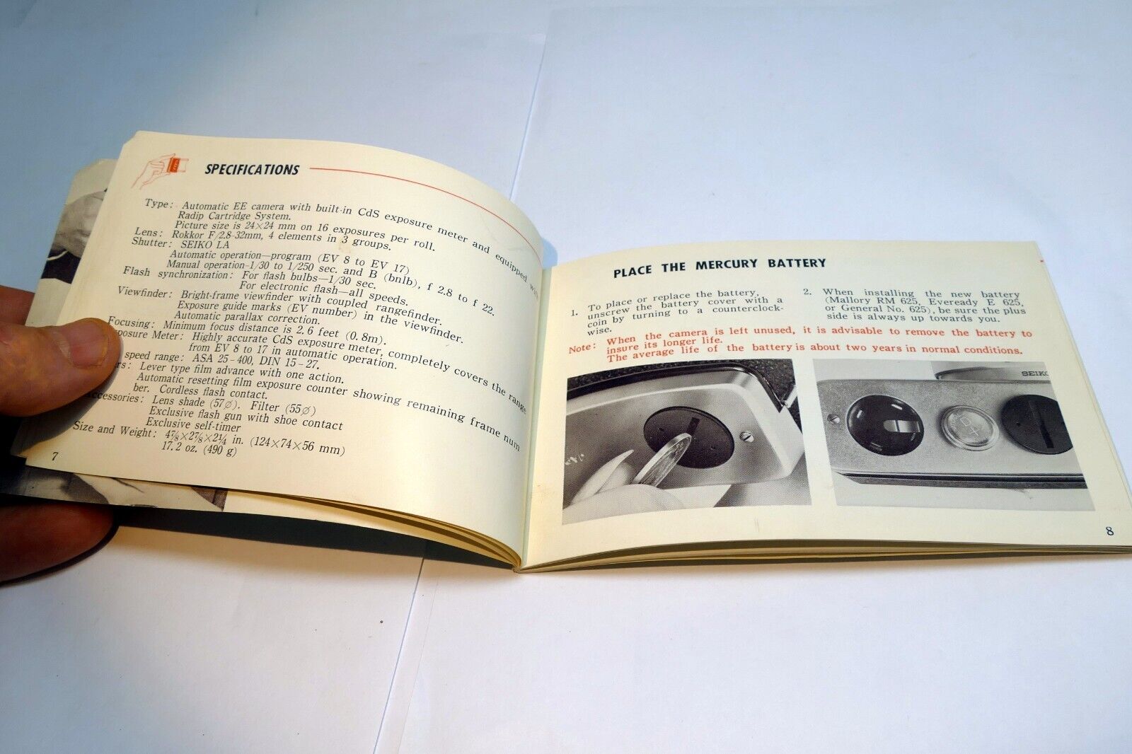 Minolta 24 Rapid  rangefinder Camera  Instruction Owners Manual  Guide English E