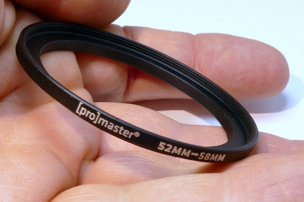 Promaster 52mm to 58mm Step-up ring Metal adapter double threaded ribbed rim