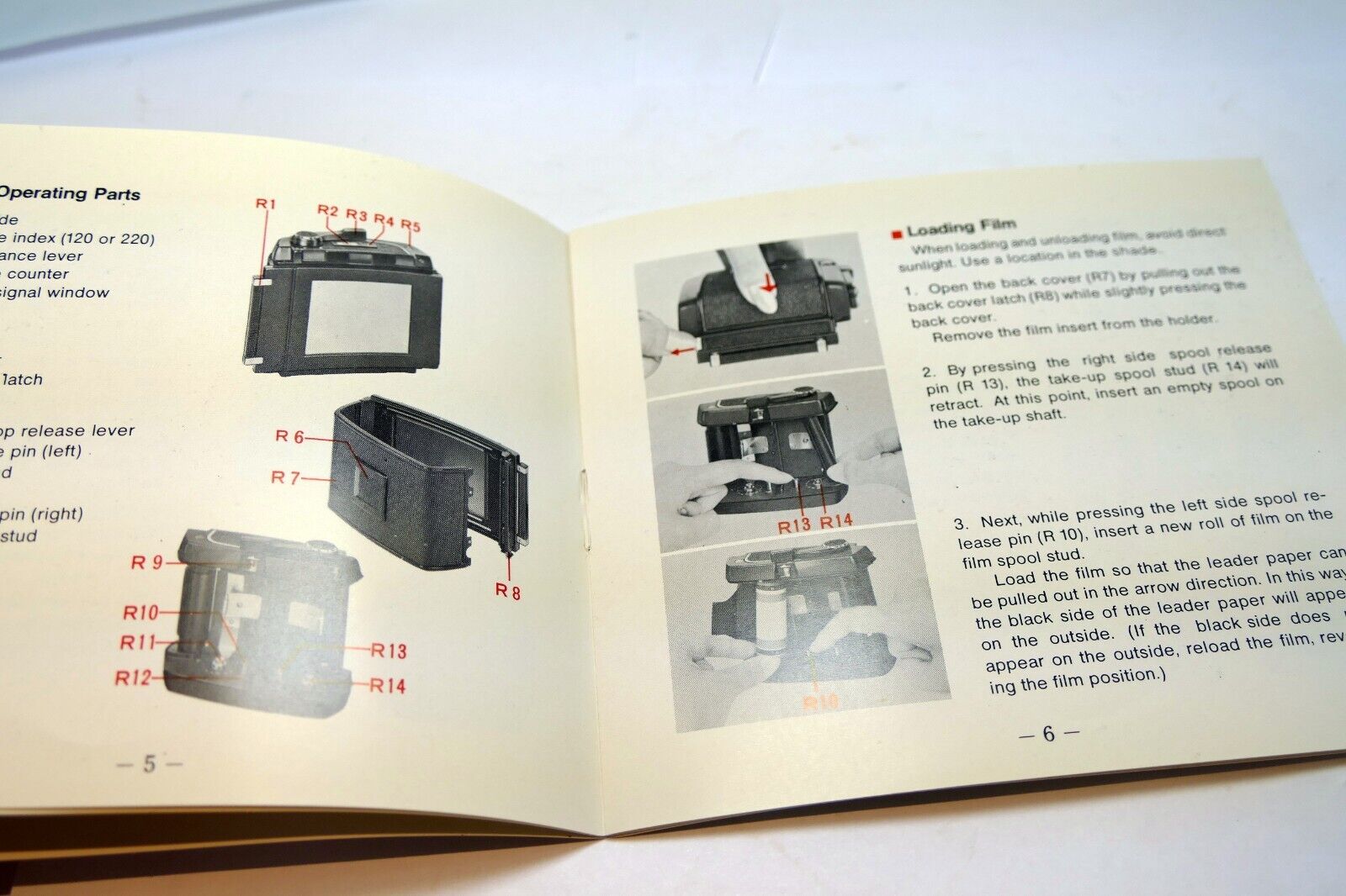 Mamiya RB67 6X7 Roll Film Back Holder OWNER'S MANUAL GUIDE Instructions