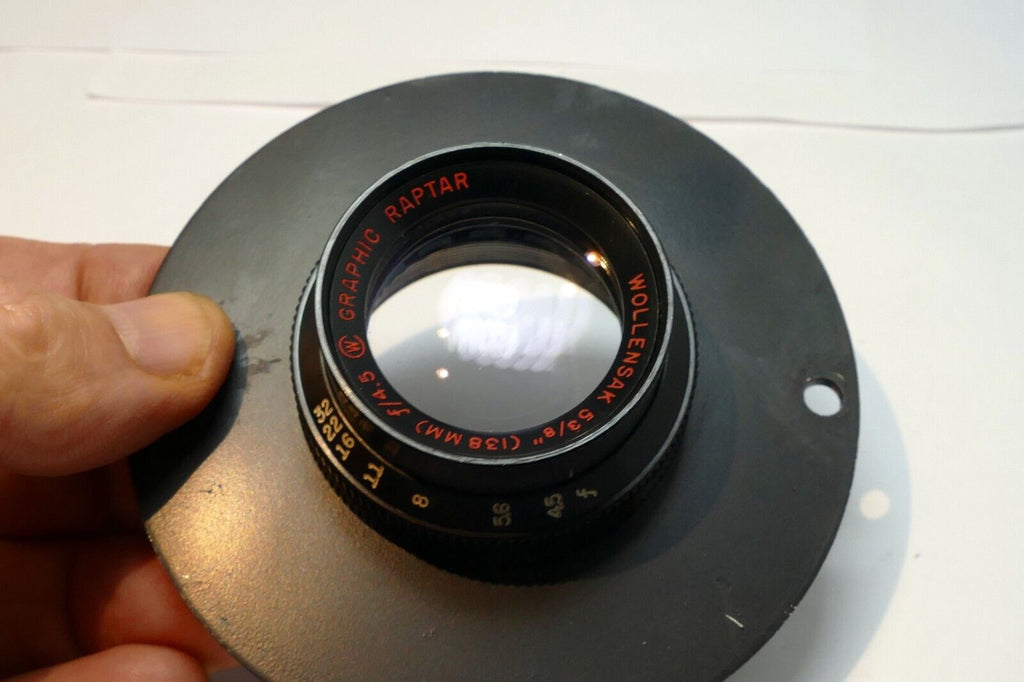 Wollensak 5 3/8" (138mm) f4.5 Graphic Raptar lens