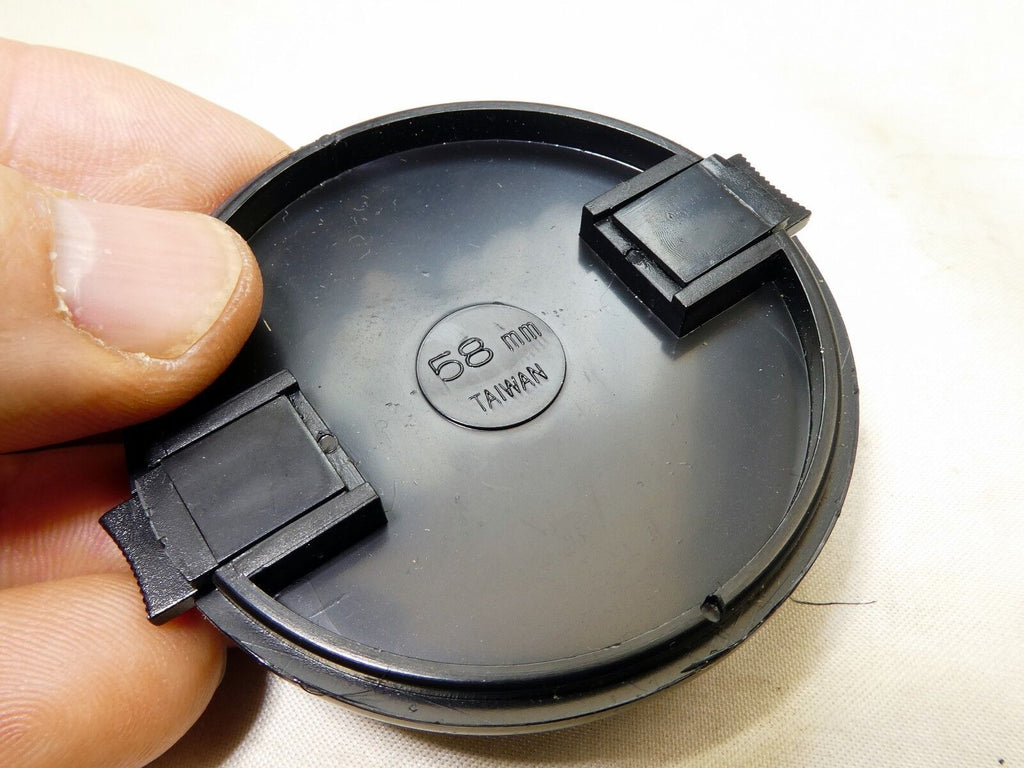 58mm Lens Front Cap Black Plastic snap on type made Hong Kong