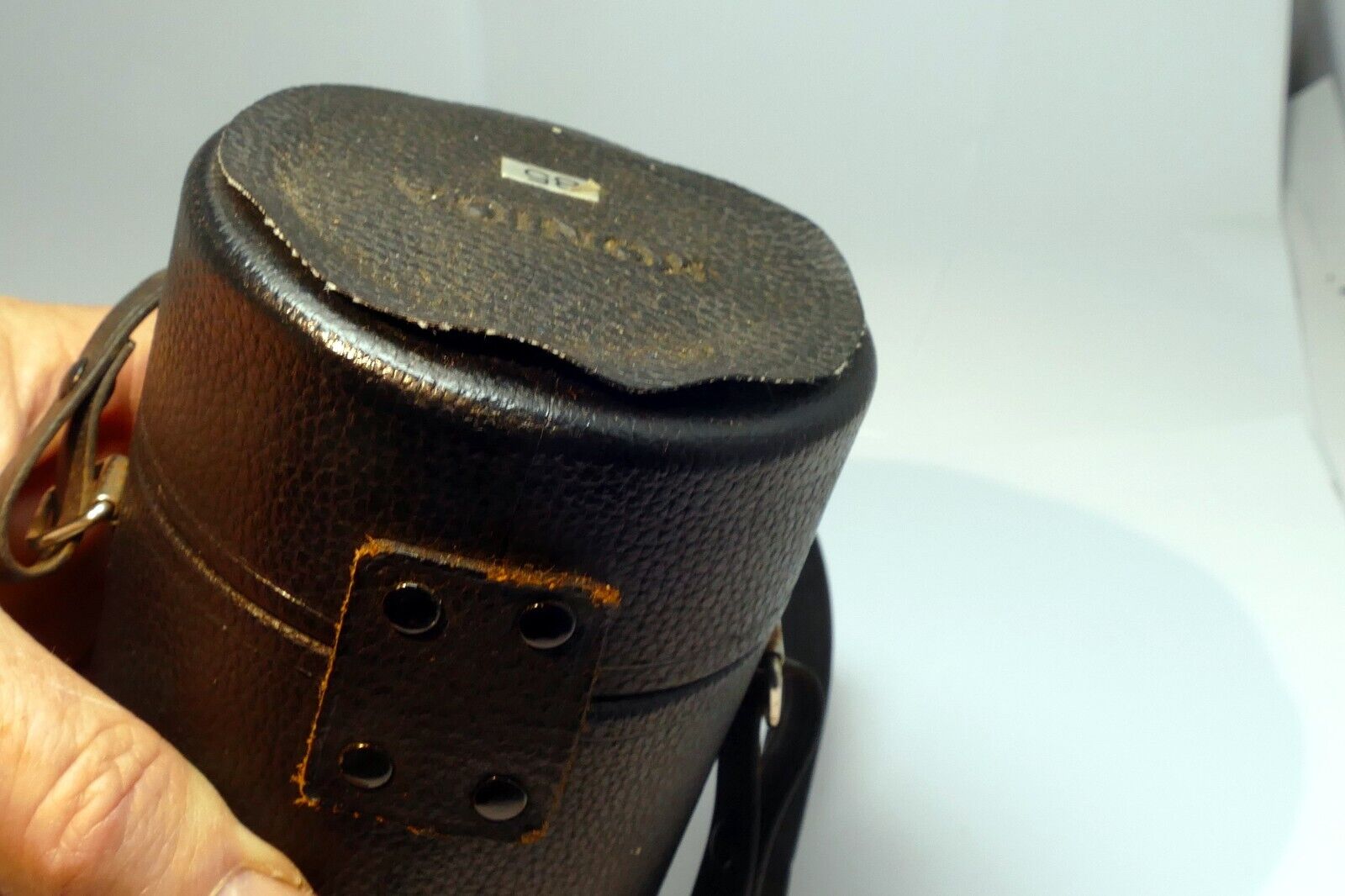 Konica Hexanon  85mm f1.8  AR empty  Hard case for lens genuine OEM vintage