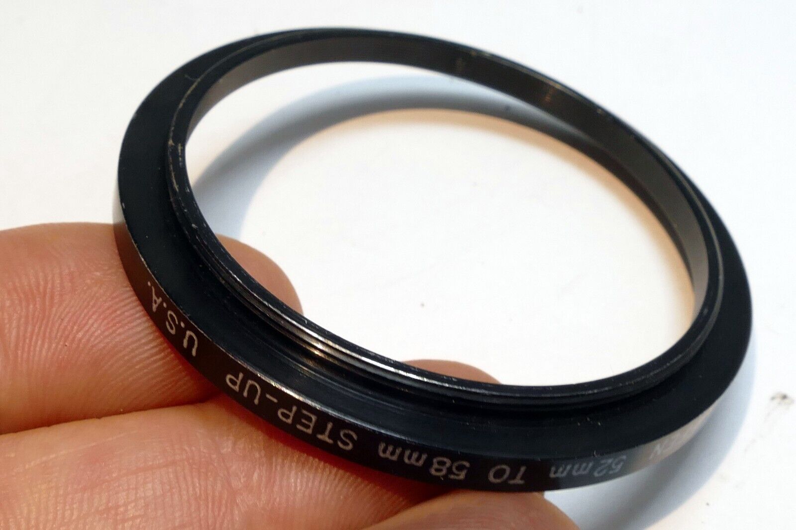 52mm to 58mm Step-up ring Metal adapter double threaded for lens filter made USA