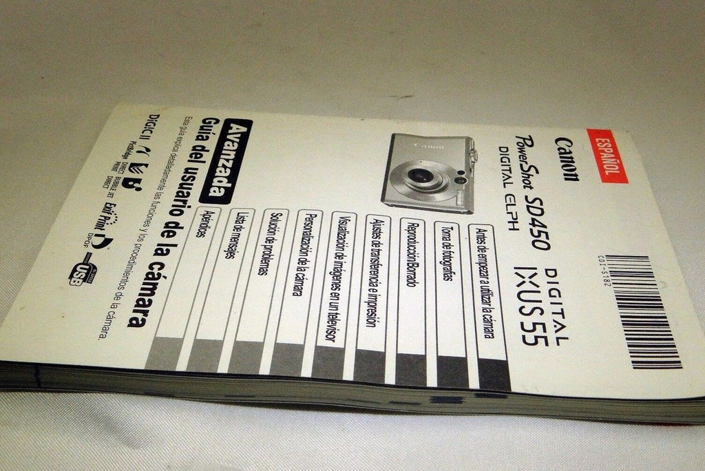 Canon SD 450 Digital IXUS 55 Espanol Guia del usuario de la camera