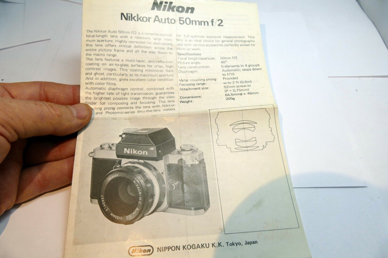 Nikon Auto Nikkor 50mm f2 Non Ai F lens instruction manual guide English