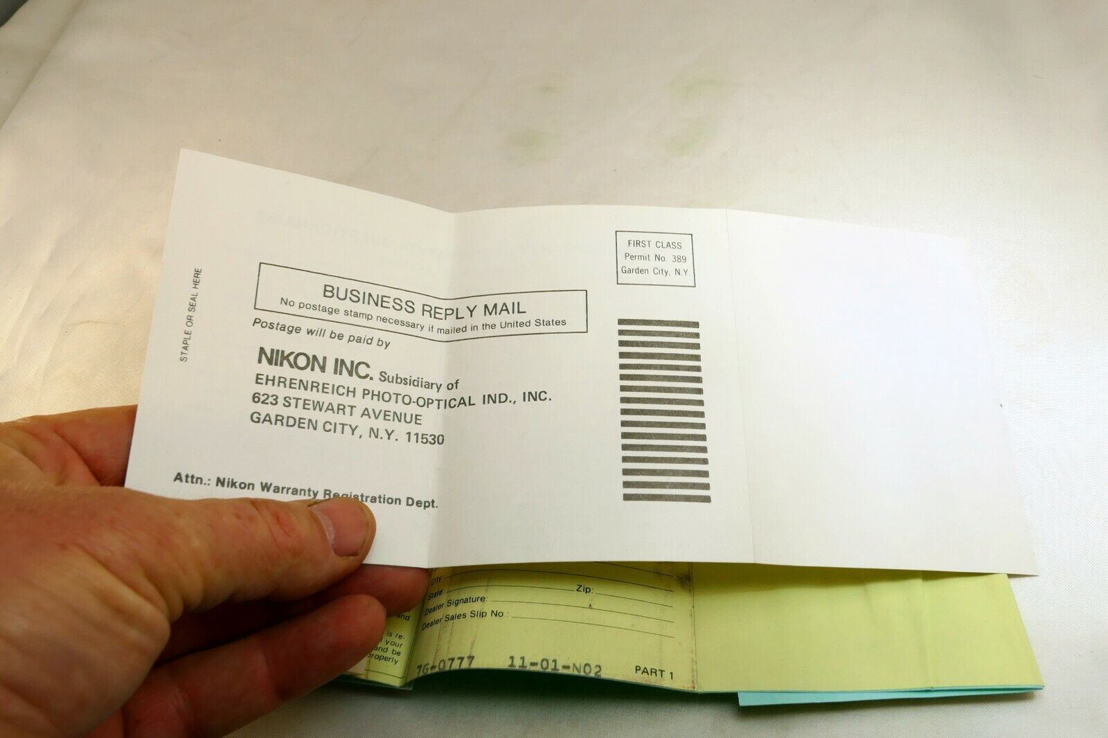 Nikon vintage warranty card (expired) for Nikkor 28mm f2.8 Ai lens 1977