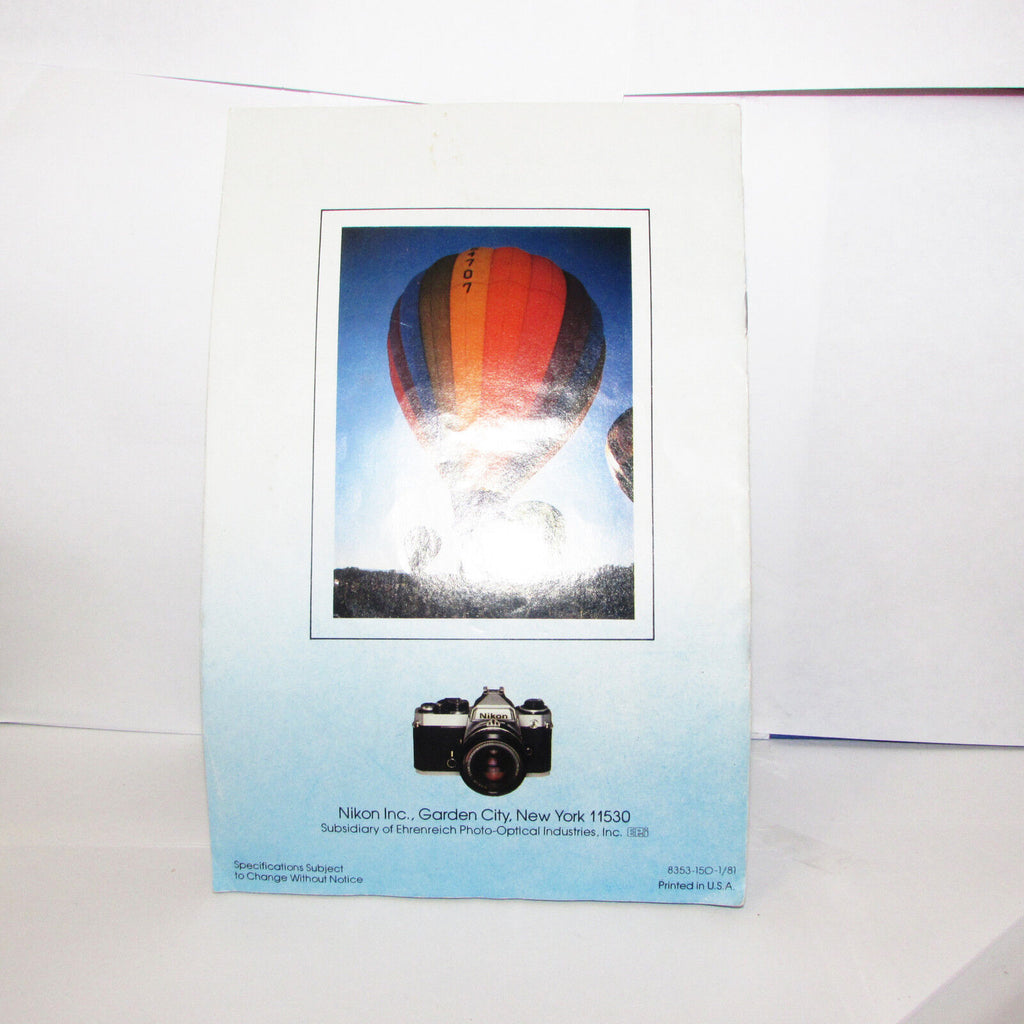 Used Nikon FE Automatic Compact camera Guide Brochure 1981 Printed USA O31215