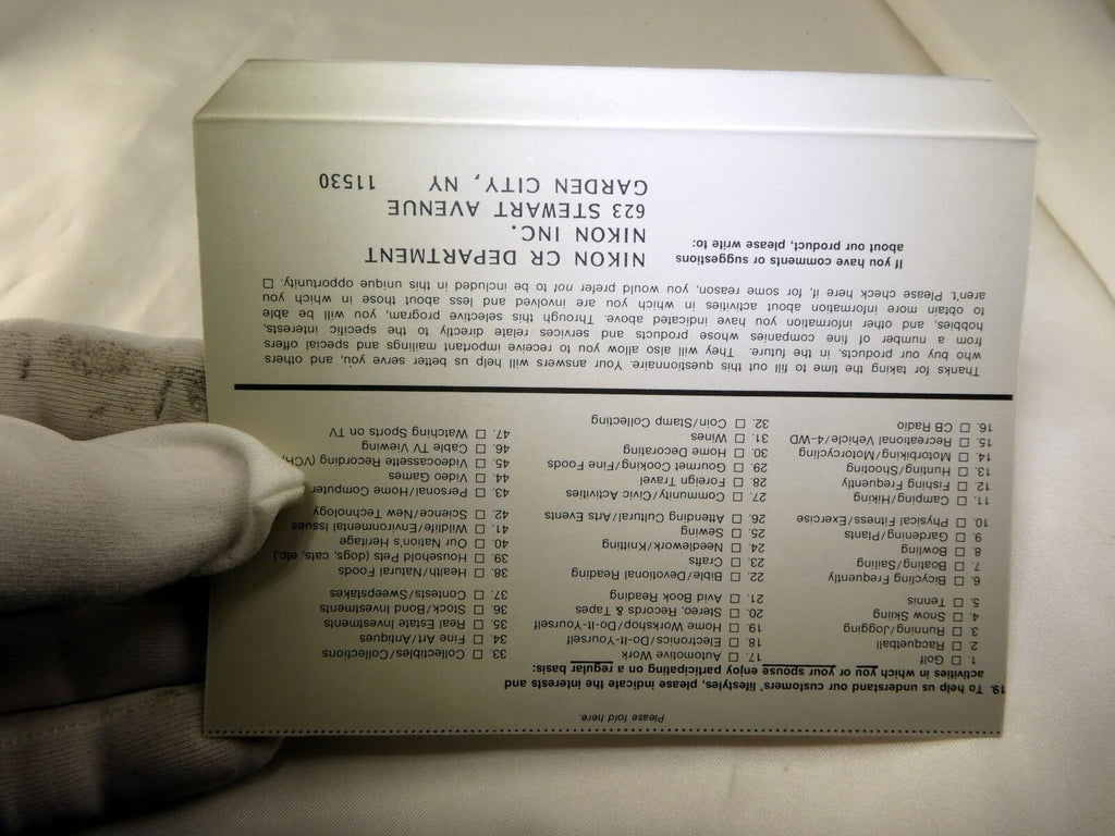Nikon Inc. CR Department  Questionnaire Card unused vintage business reply mail
