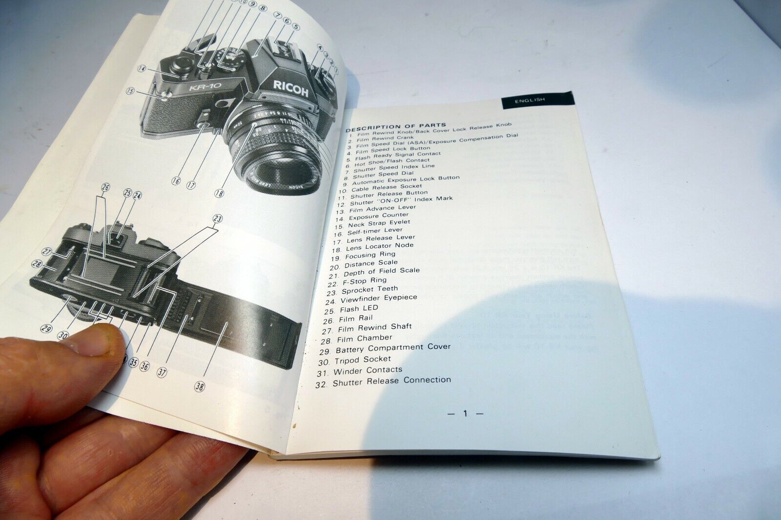 Ricoh KR-10 Camera Guide Instruction Manual English