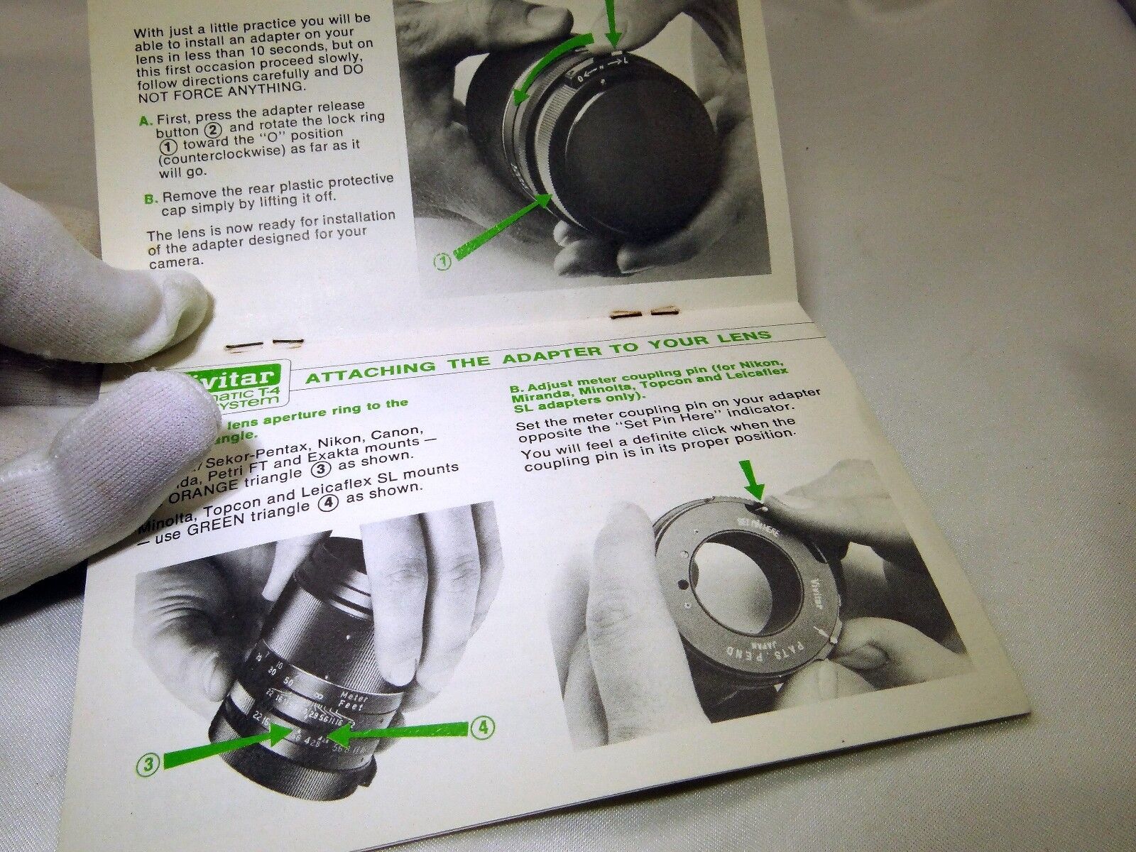 Vivitar Automatic interchangeable T4 Lens System Manual Guide English EN