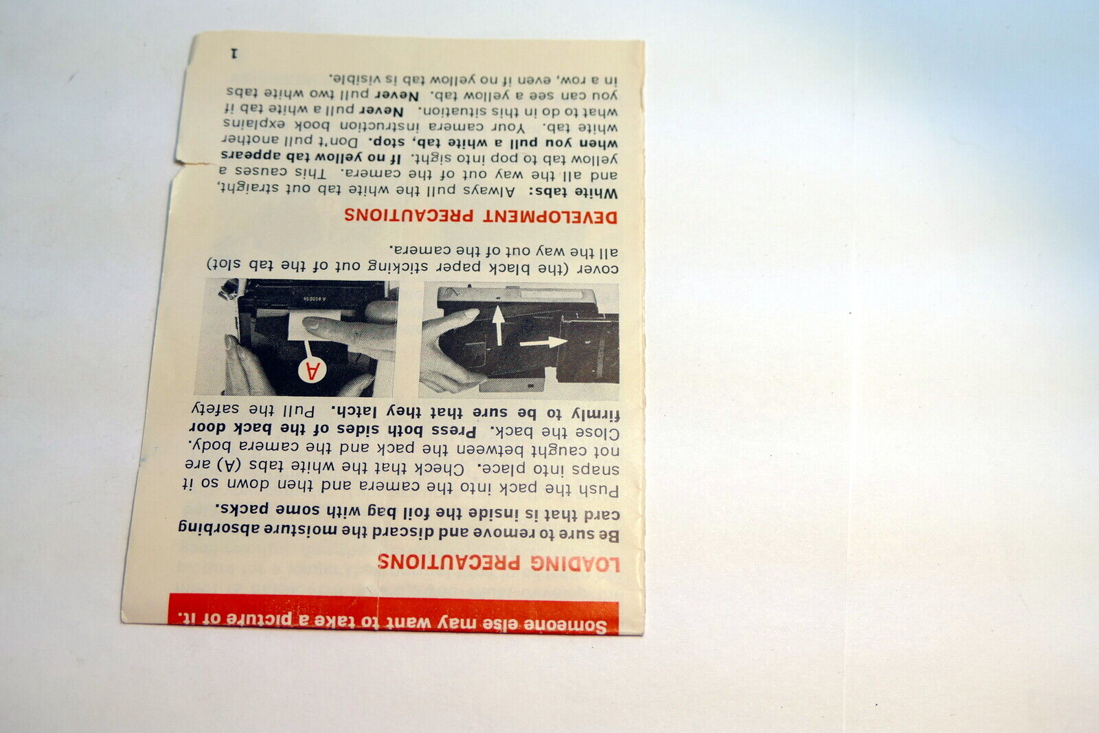 Brochure for Polaroid Type 108 Land film 3 1/4 X 4 1/2 " pack instructions