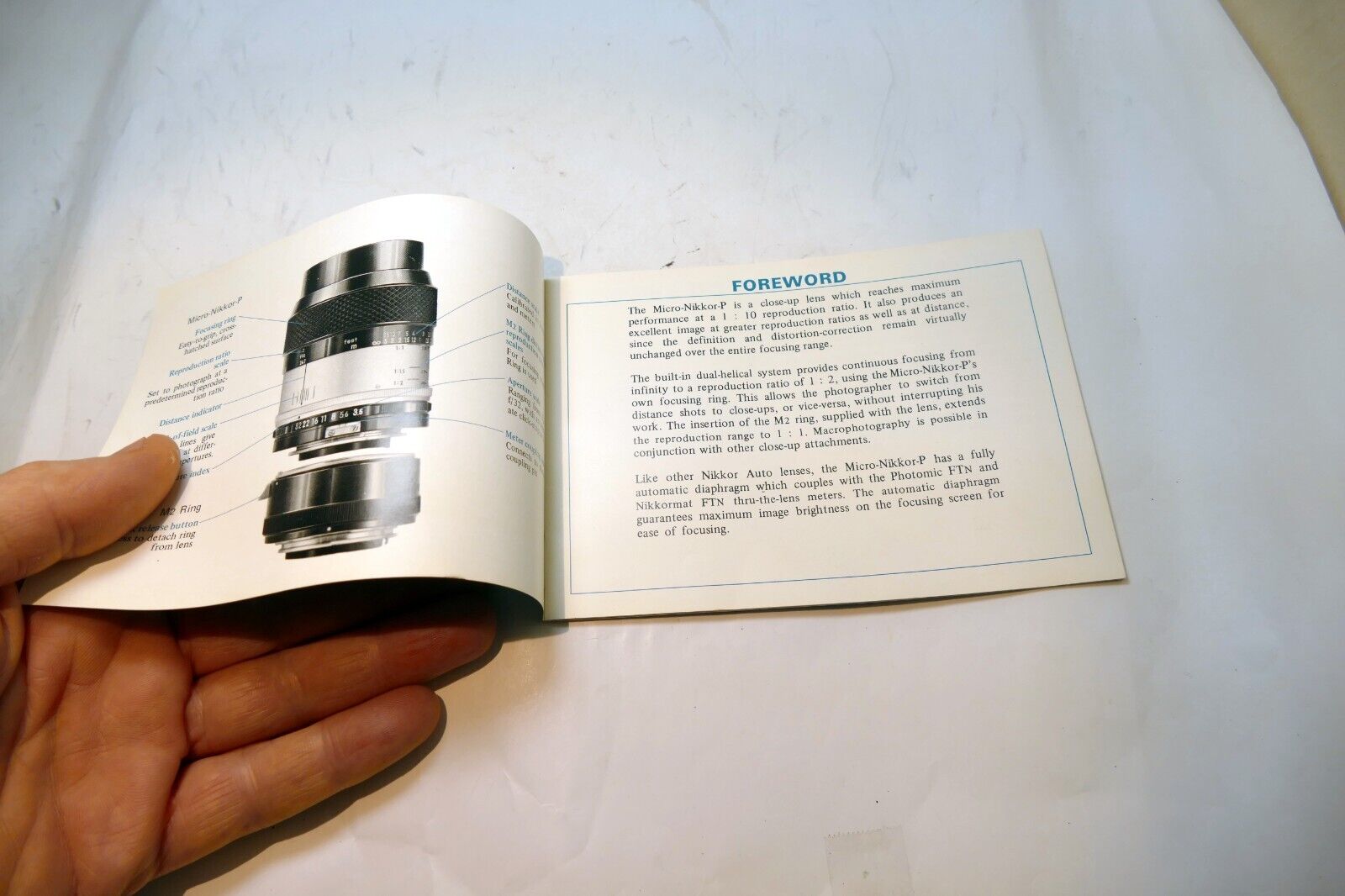Nikon Micro-Nikkor-P 55mm f3.5  FLENS Instruction Guide Manual 1971