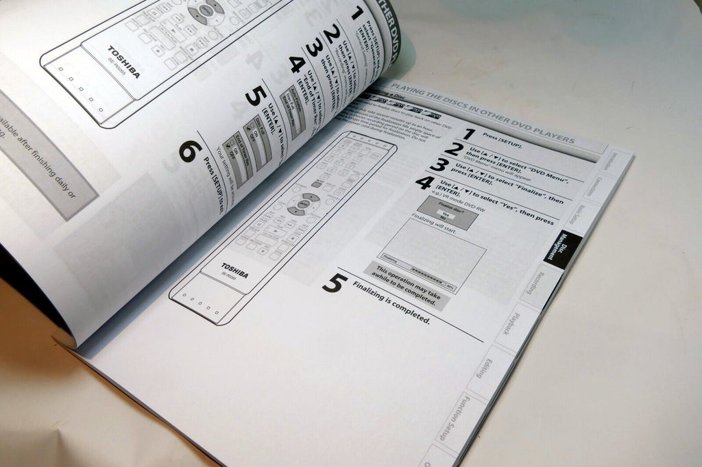 Manual Instruction Guide for Toshiba DVD Video recorder DR430KU