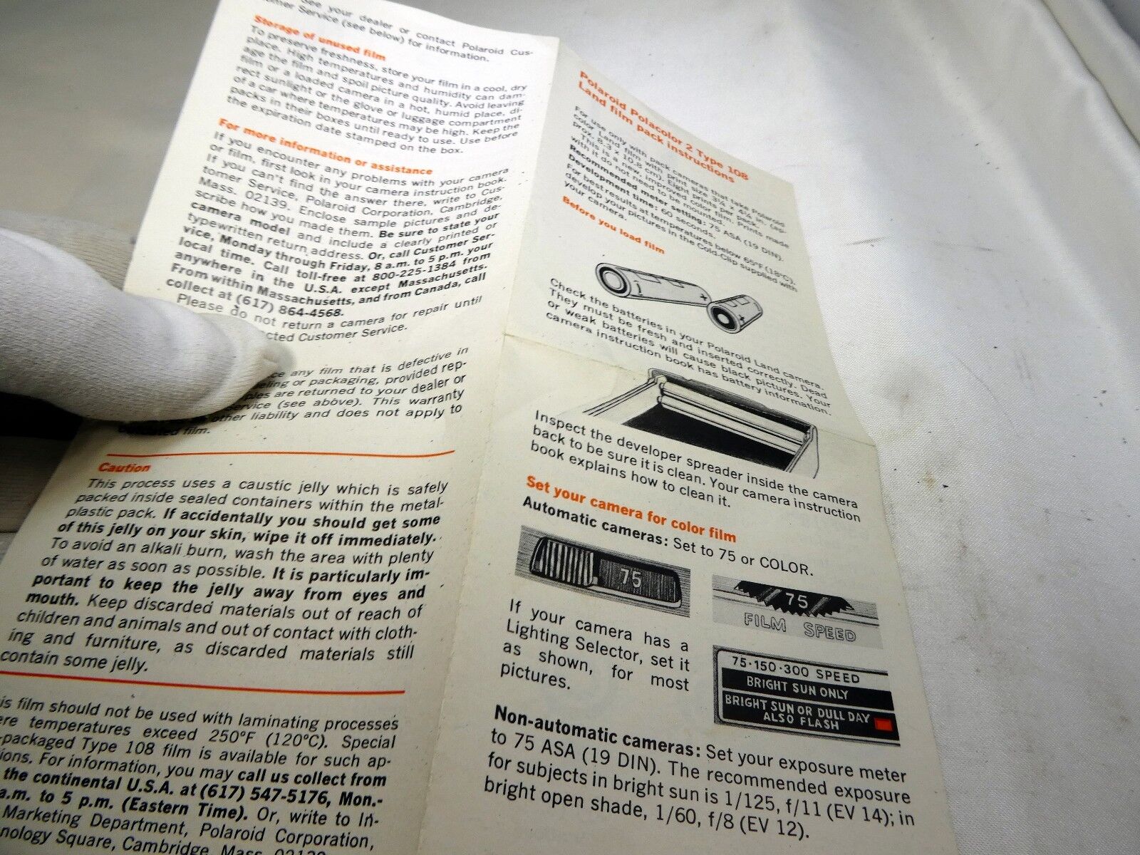 Polaroid Polacolor 2 Type 108 Land Camera Film pack instructions Guide