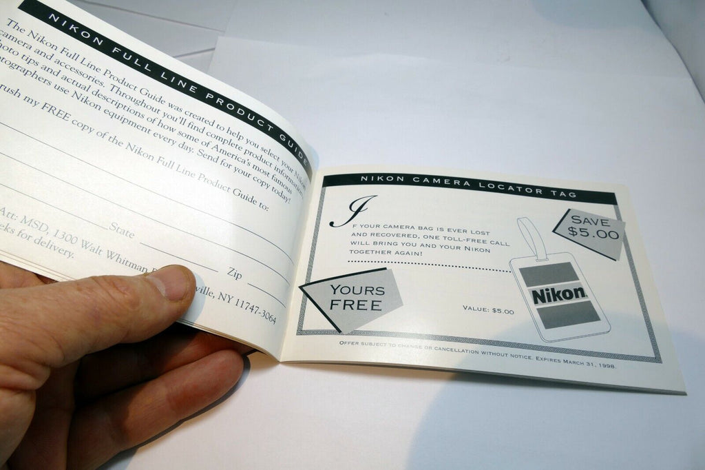 Nikon SLR Owners Coupon Book booklet sales 1998 sale F4s F5 FM2n