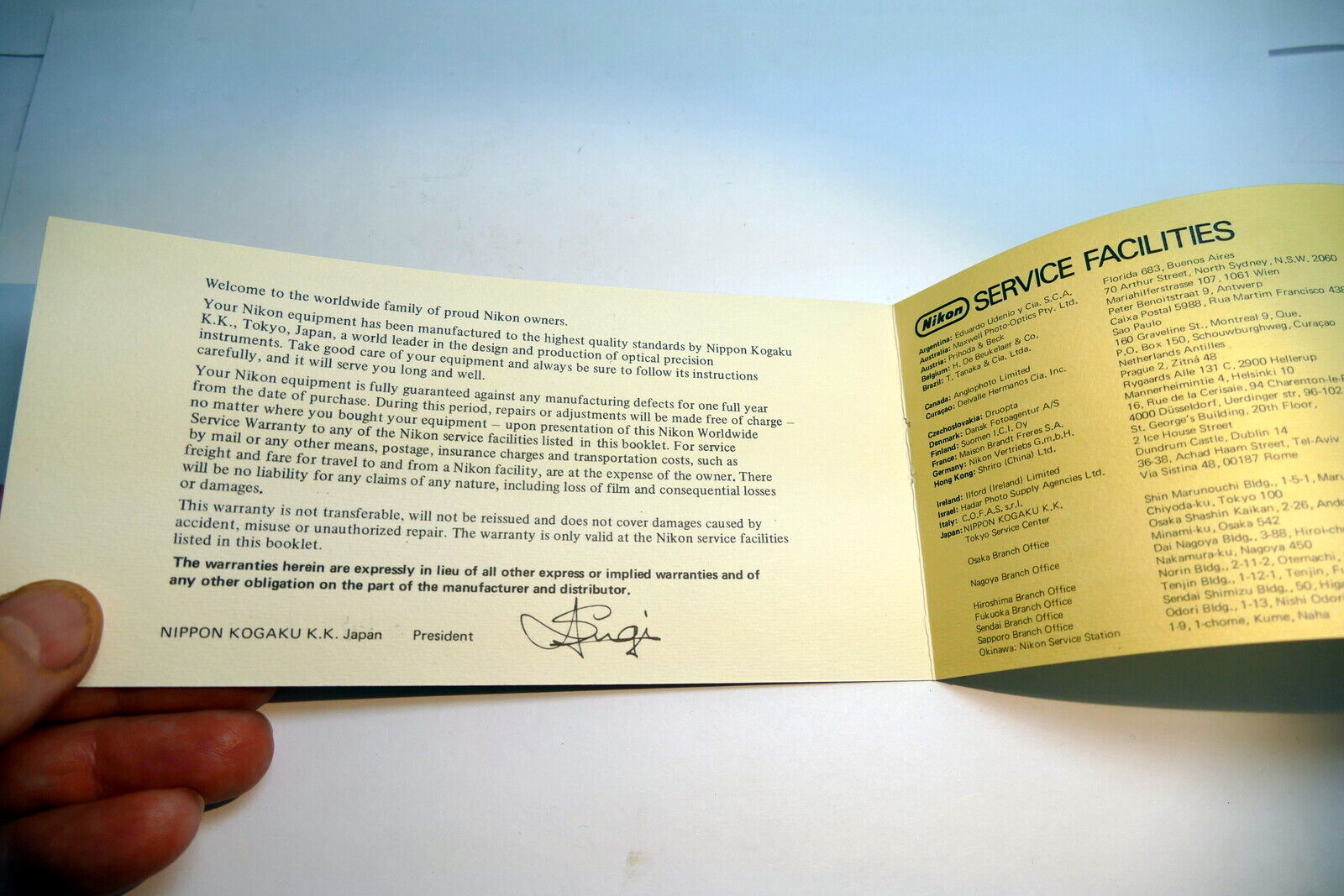 Nikon warranty card 1974 model Nikomat FTN  auto 50mm f2  vintage