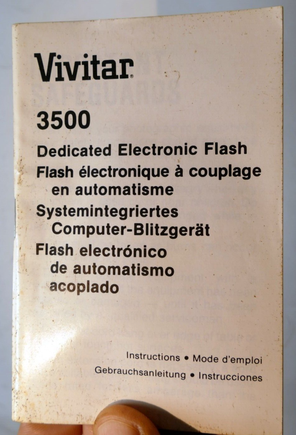 Vivitar 3500 Dedicated Flash Instructions manual guide English EN