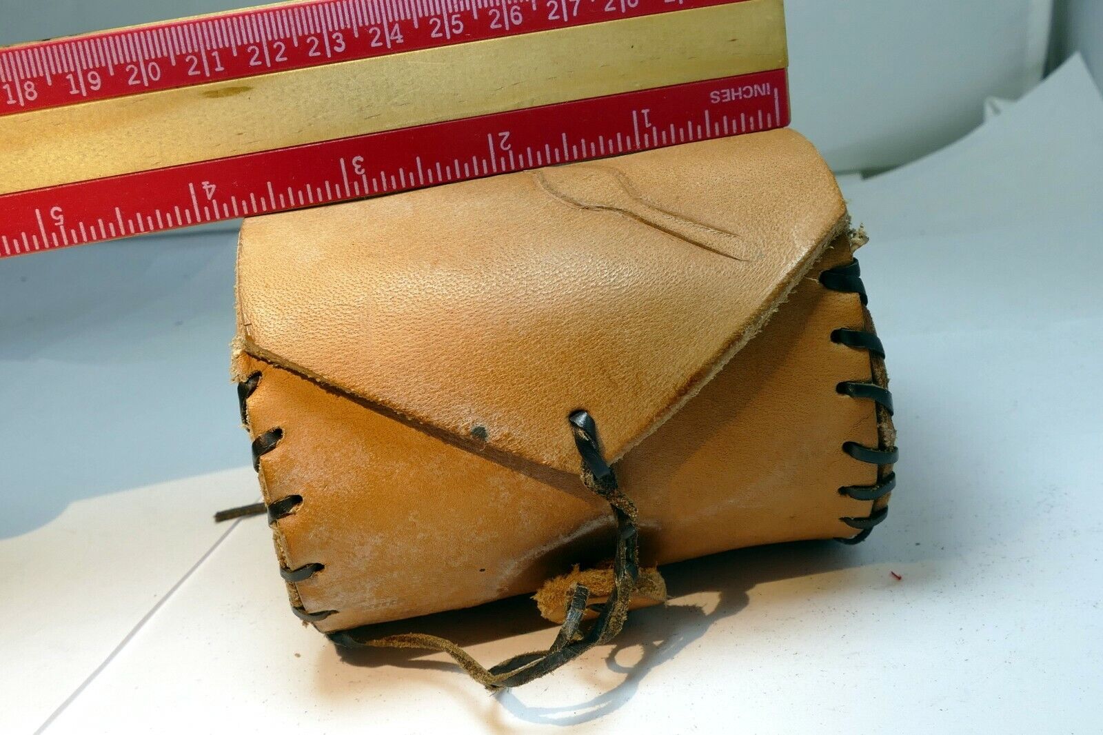 Handmade Hard lens case 2.5X3.5" 28mm f2.8 50mm f1.4 lens (wild west) leather