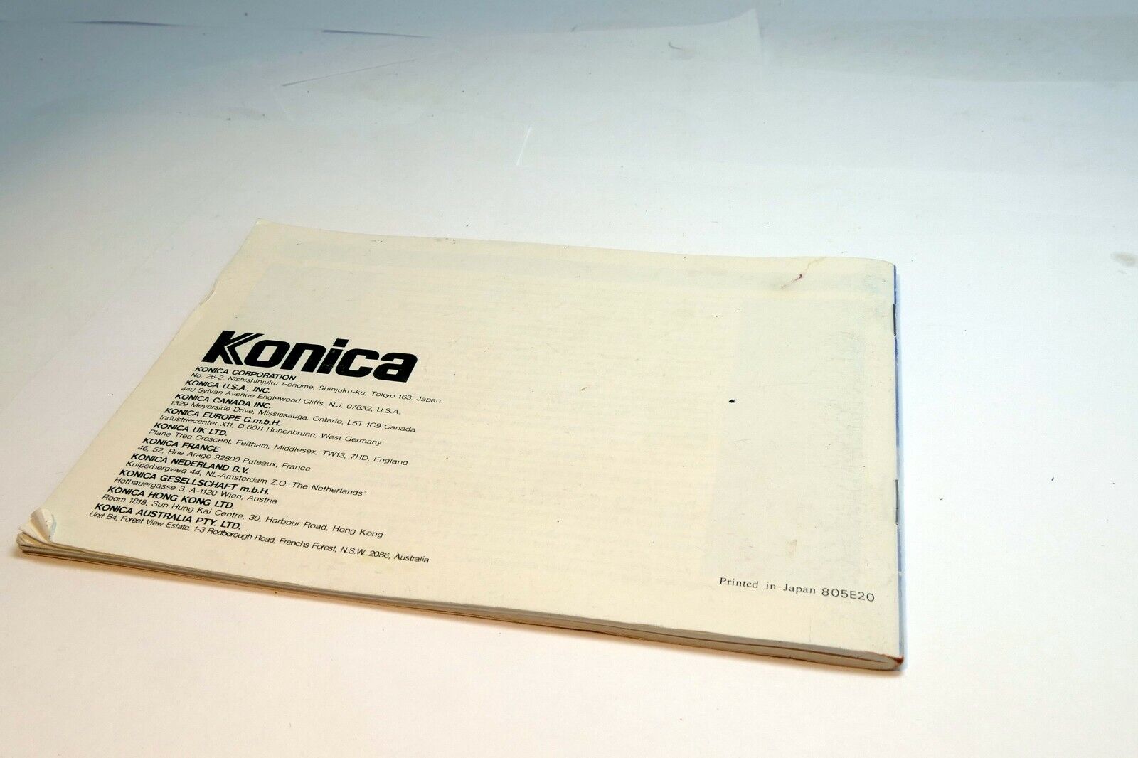 Konica MR. 640 Camera Guide Instruction Manual English Francais Espanol Italiano