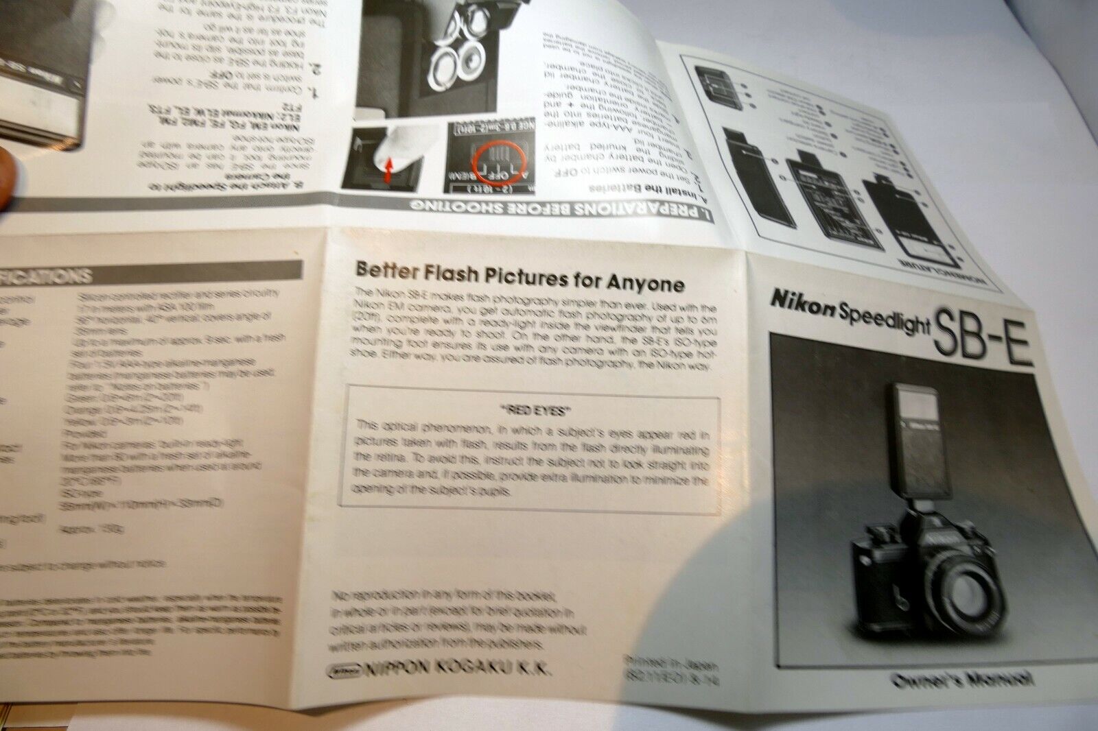 Nikon SB-E flash Instruction manual Guide book  Speedlight English