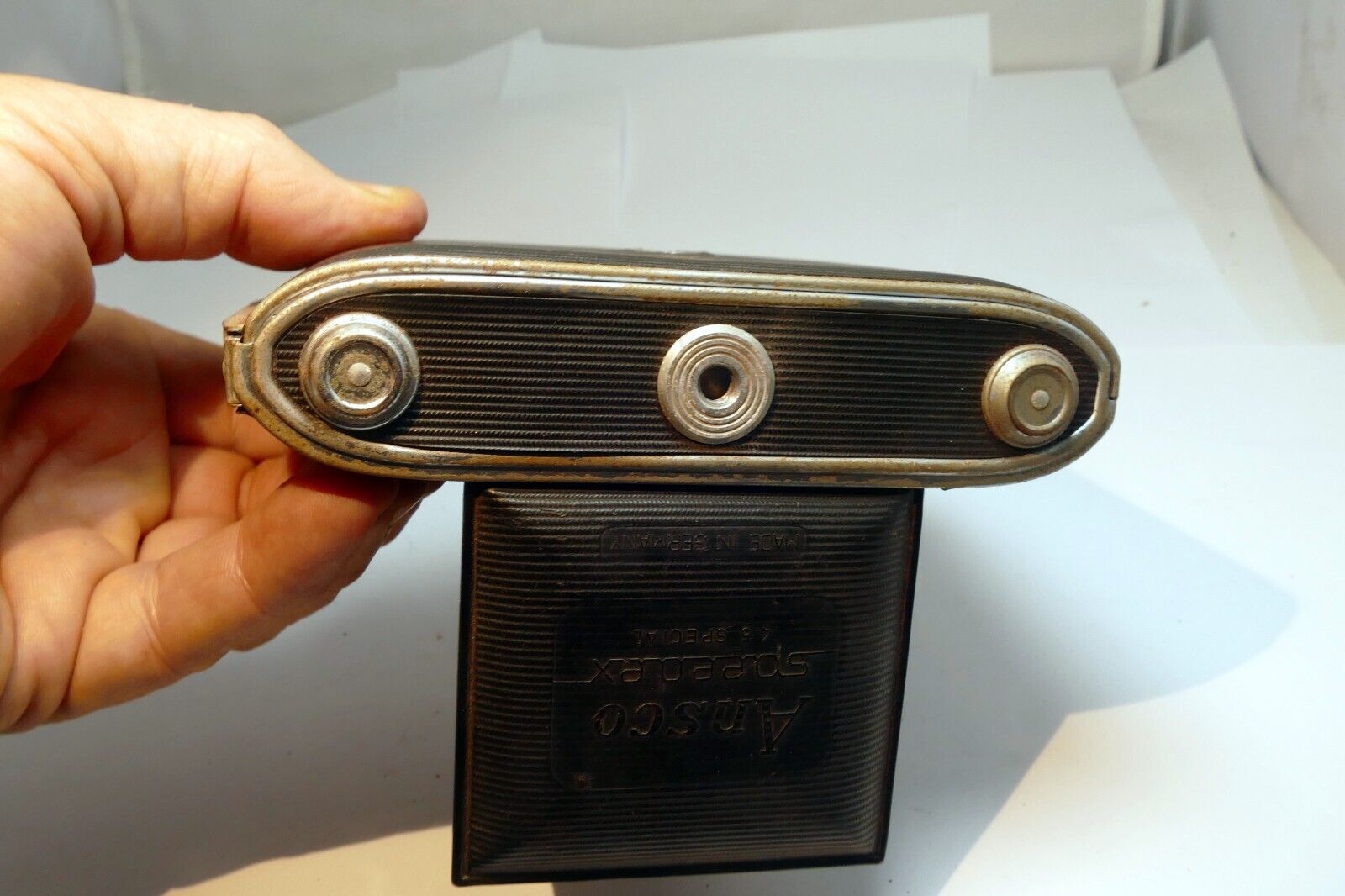 Agfa-Ansco Speedex Special Folding Camera With 85mm f/4.5 Apotar Lens 4X5 medium