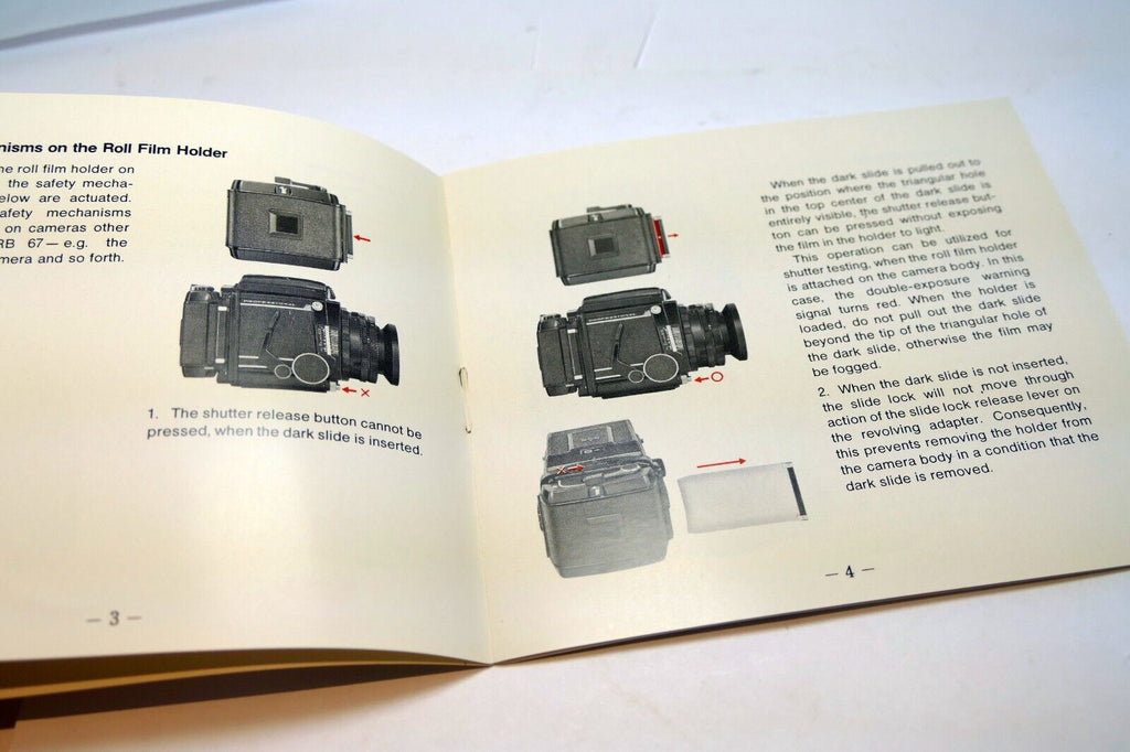Mamiya RB67 6X7 Roll Film Back Holder OWNER'S MANUAL GUIDE Instructions