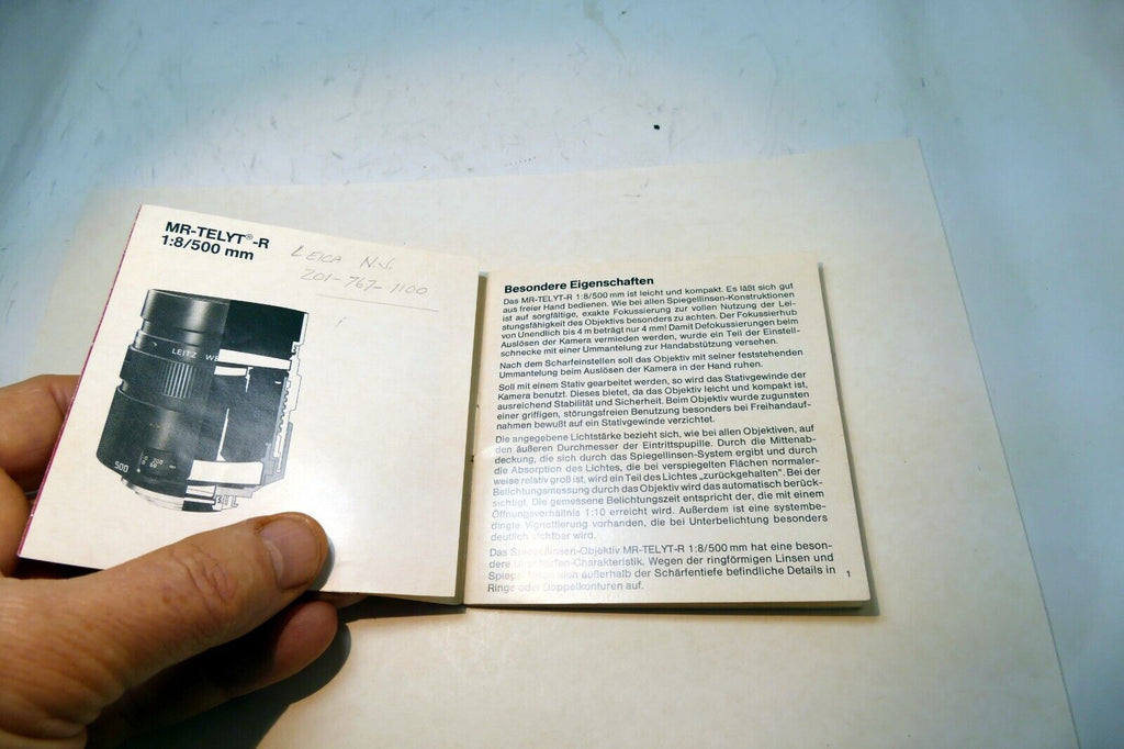 Leica MR-Telyt-R 500mm f8 Lens instruction Guide Book EN GR SP FR