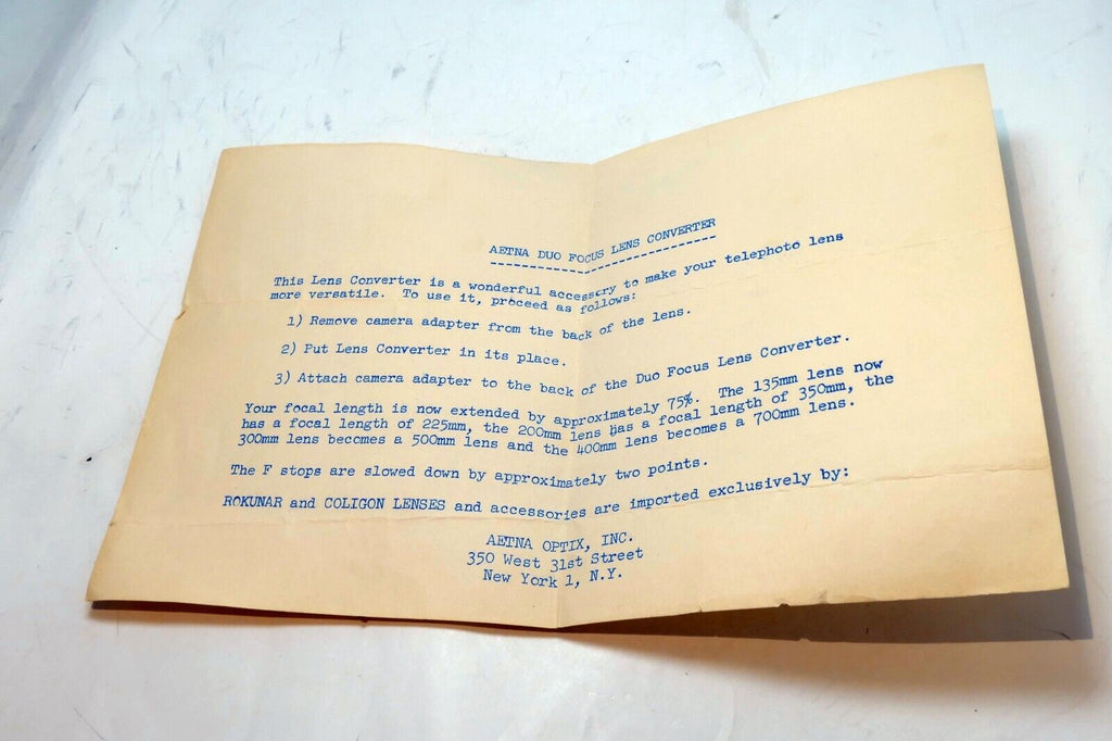 Aetna Duo Focus Lens converter 2X guide