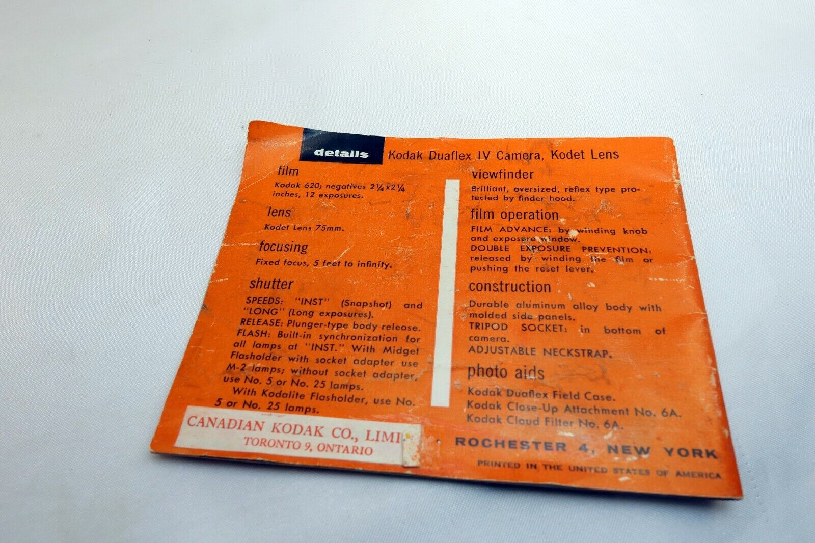 Kodak Duaflex IV Photoguide Camera Guide Manual English