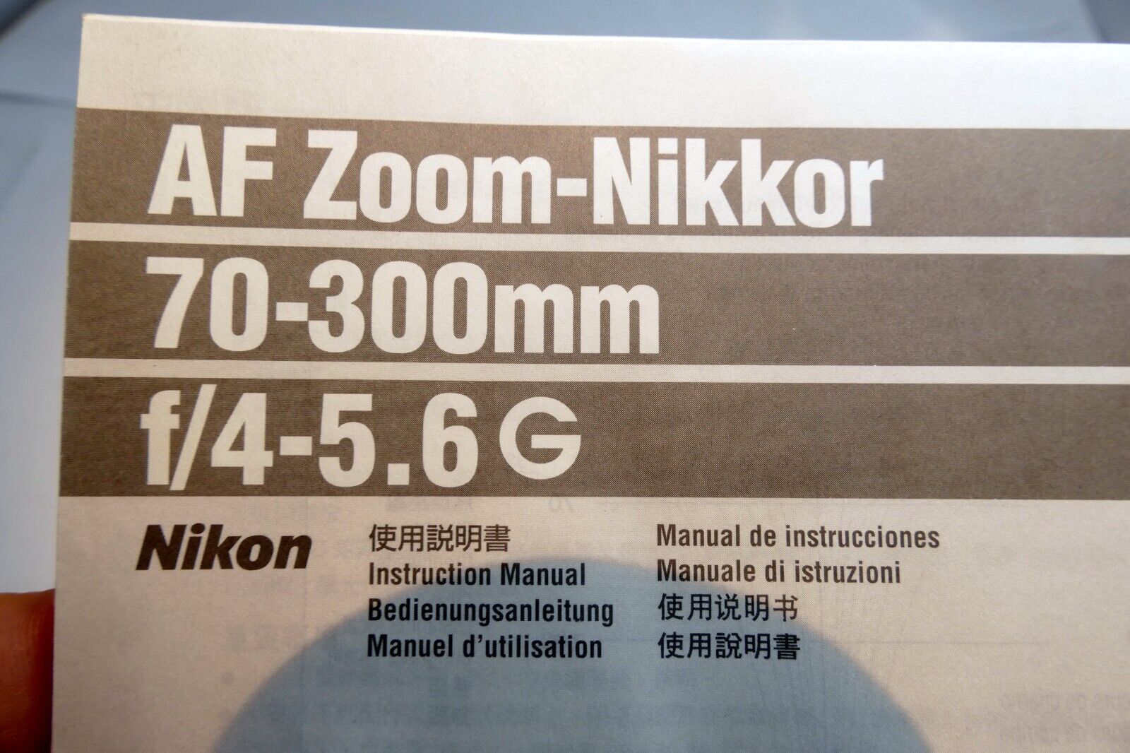 Nikon AF 70-300mm f4-5.6 G Nikkor lens  Guide manual