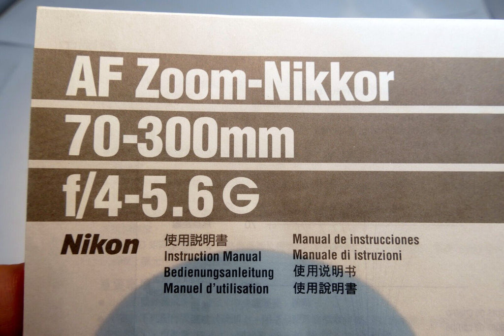 Nikon AF 70-300mm f4-5.6 G Nikkor lens  Guide manual