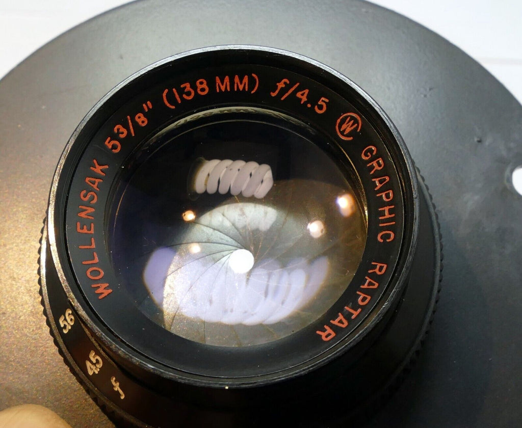 Wollensak 5 3/8" (138mm) f4.5 Graphic Raptar lens