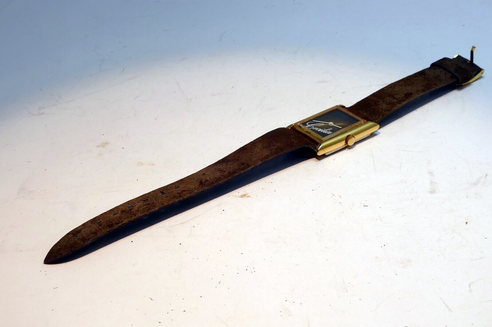 "Cecilia " Gold Tone Ladies  Watch with brown  leather strap