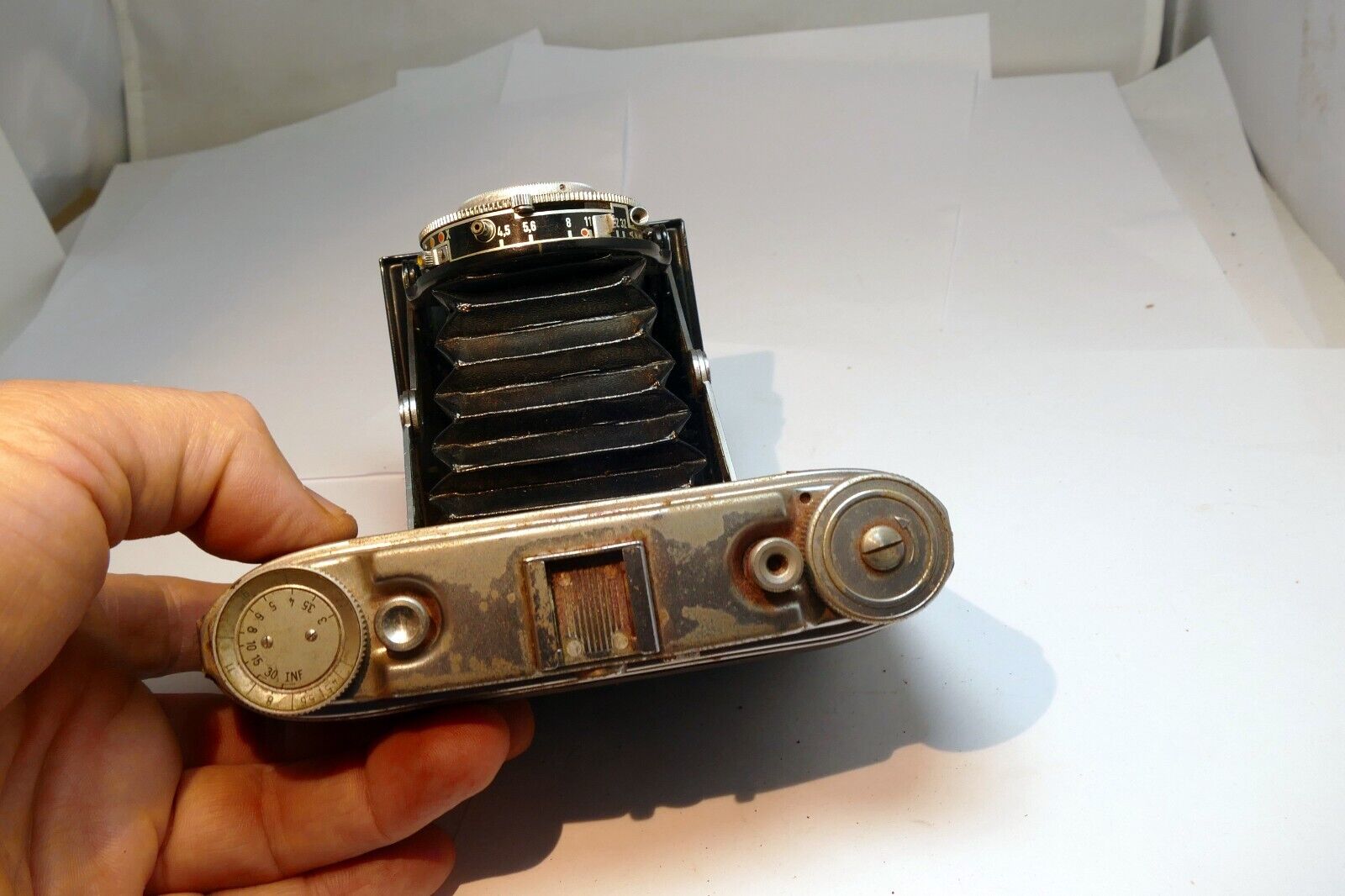 Agfa-Ansco Speedex Special Folding Camera With 85mm f/4.5 Apotar Lens 4X5 medium