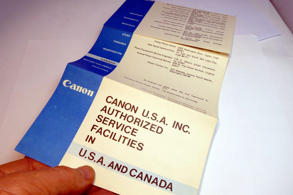 Canon Authorized Service Facilities in USA Canada brochure 1980  advertisement