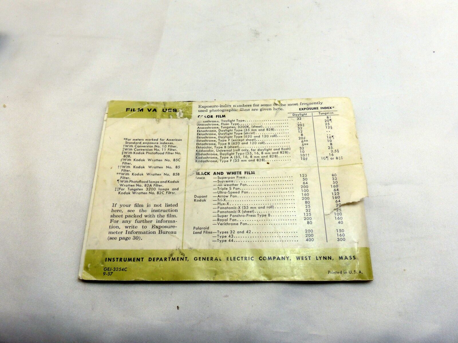 General Electric Guardian Exposure Meter PR-2 Manual Guide Photography (EN)