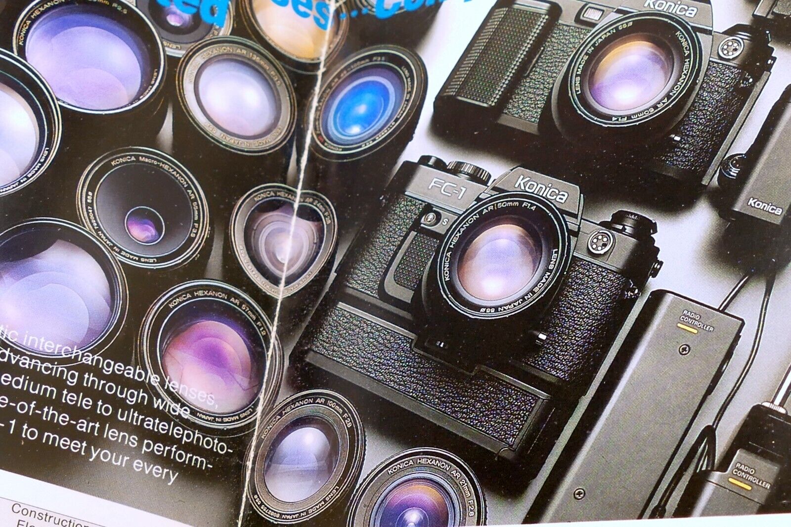 Konica FS-1 camera with built in winder Brochure  Accesory guide