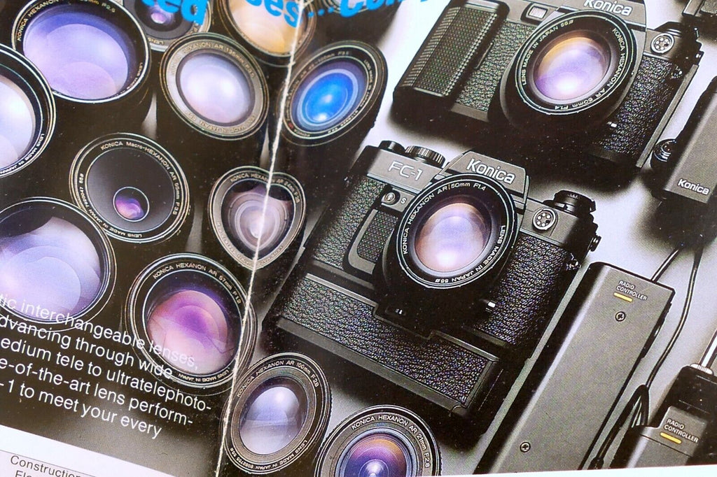 Konica FS-1 camera with built in winder Brochure  Accesory guide