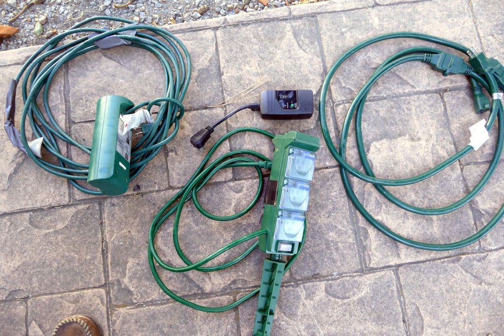 Outdoor Power Strip Stake Timer (Remote Control)  10ft Extension Cord - LOT PACK