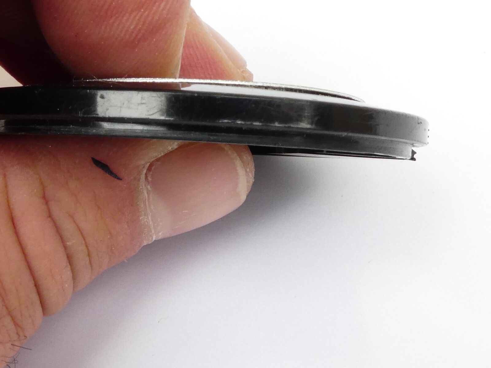 Used Super Albinar 49mm Lens Front Cap Black snap-on type plastic Japan