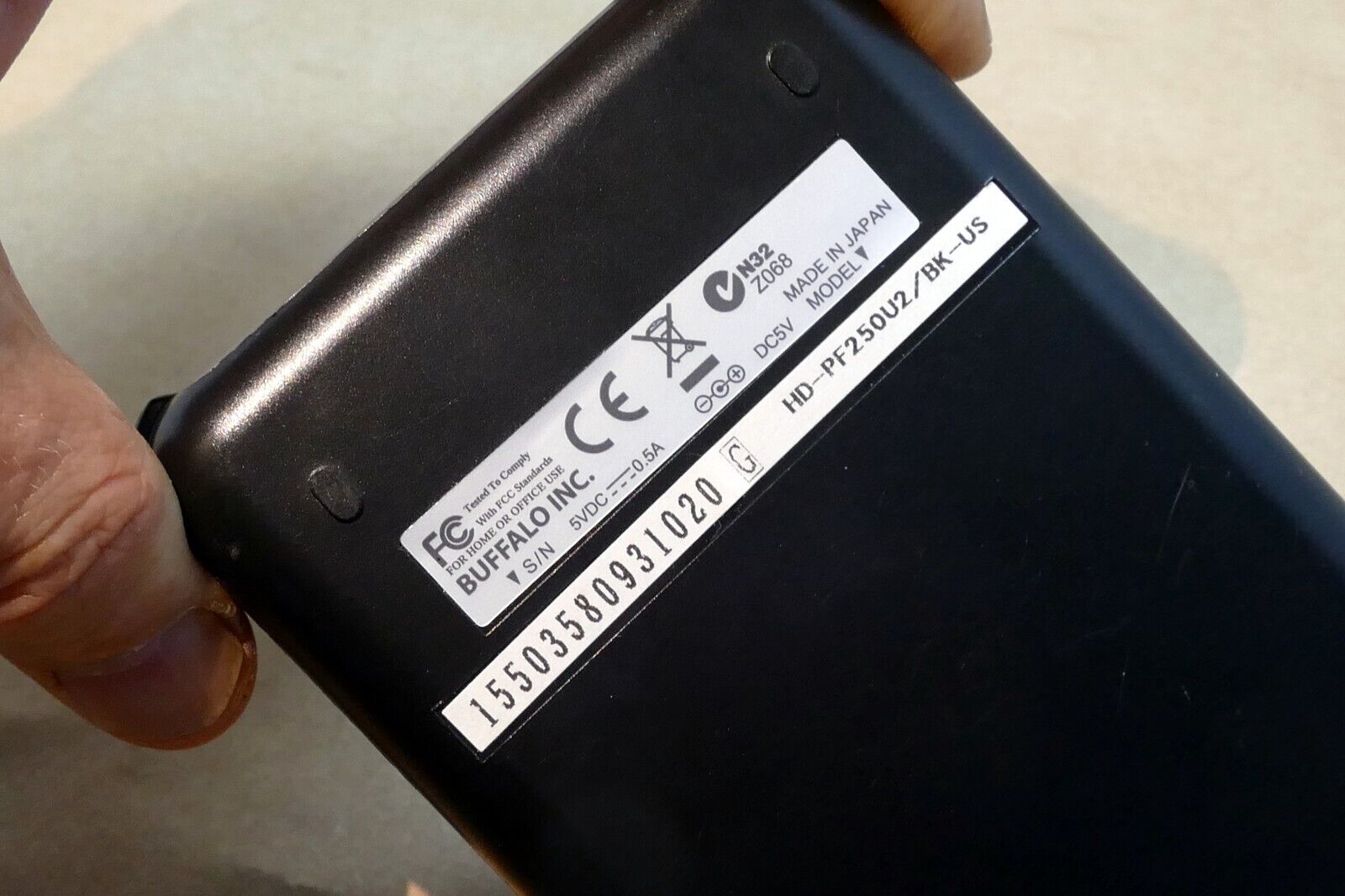 HD-PF250U2/BK-US BUFFALO 250GB MINISTATION EXTERNAL HARD - missing Power adapter