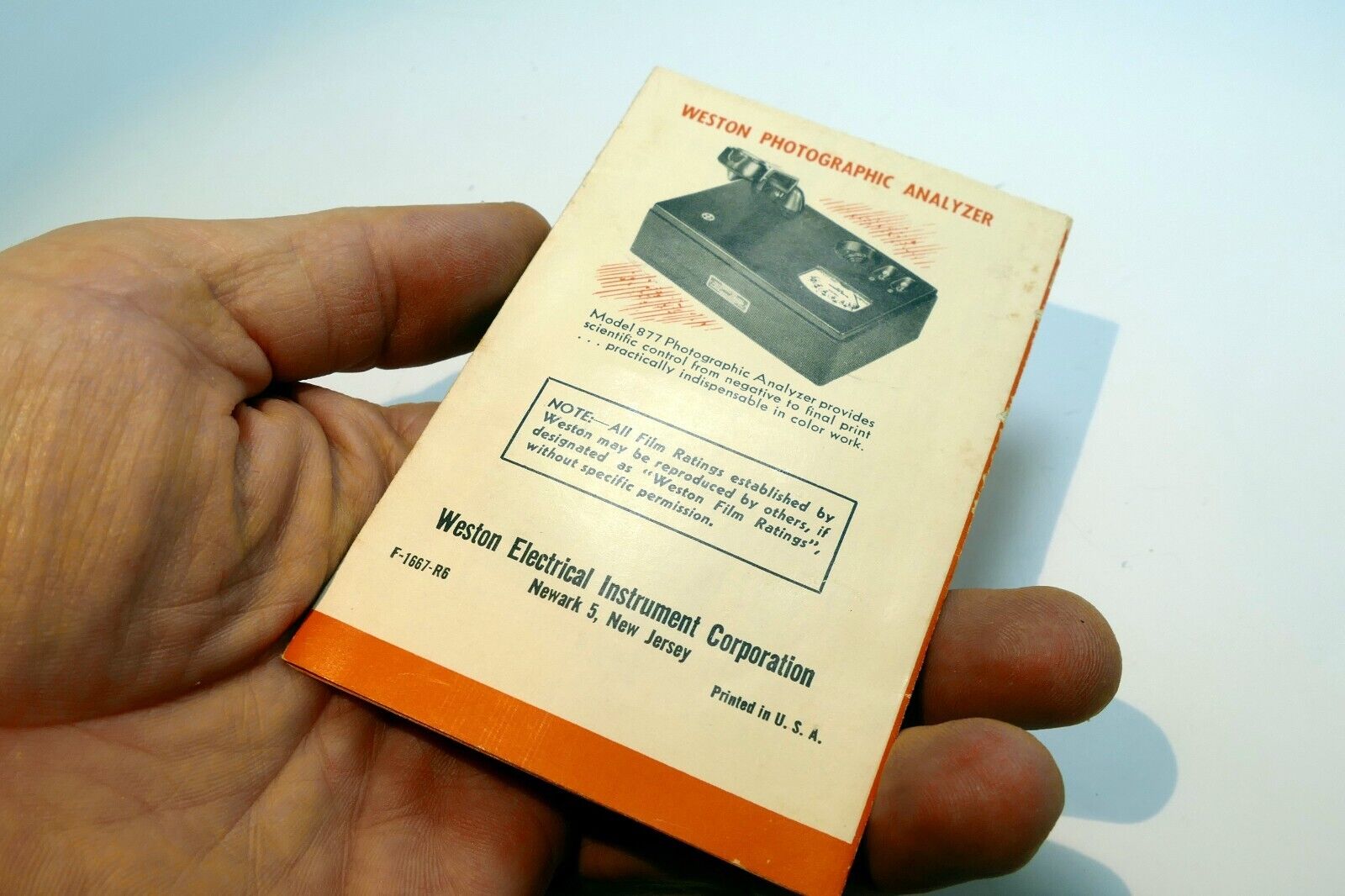 Weston Film ratings for Light meter Manual Instruction Guide 1965