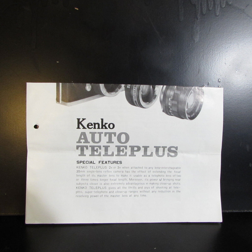 Kenko Auto Teleplus M42 Teleconverter lens Brochure Guide 1970's  O401515