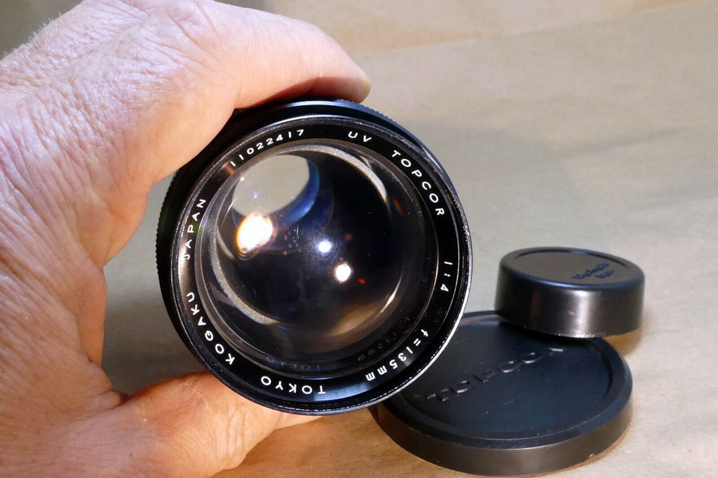 Topcon 135mm f4.0 Lens prime UV Topcor Unirex - with light haze inside, mint
