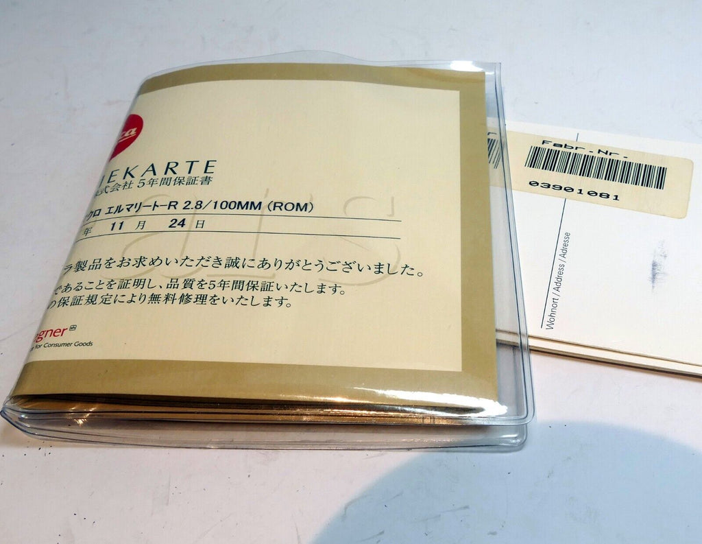 Garantikarte for Leica 100mm f2.8 APO ROM Macro  11352  Lens