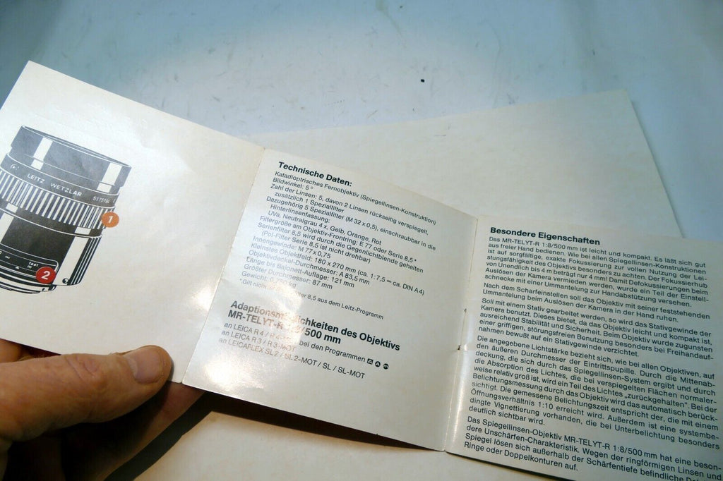 Leica MR-Telyt-R 500mm f8 Lens instruction Guide Book EN GR SP FR